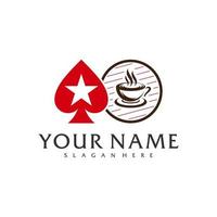 kaffe poker logotyp vektor mall, kreativ poker logotyp design begrepp