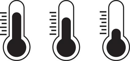 Temperatursymbolsatz .drei Vektorthermometer, das die Temperatur anzeigt. Thermometer-Symbol. vektor