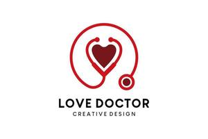Arzt-Logo-Design mit kreativem Linienstil des Stethoskops vektor