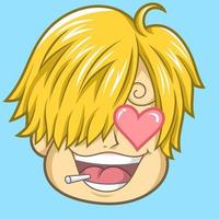 sanji kawai chibi süßer, einteiliger anime. Vektordesign und Doodle-Kunst. für Symbol, Logo, Sammlung und andere. vektor