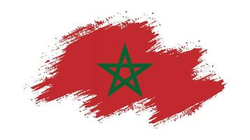 neue Grunge-Textur Marokko-Flaggenvektor vektor