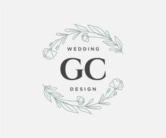 gc initialen brief hochzeitsmonogramm logos sammlung, handgezeichnete moderne minimalistische und florale vorlagen für einladungskarten, save the date, elegante identität für restaurant, boutique, café im vektor