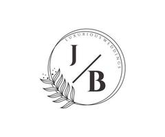 jb Initialen Brief Hochzeit Monogramm Logos Vorlage, handgezeichnete moderne minimalistische und florale Vorlagen für Einladungskarten, Datum speichern, elegante Identität. vektor