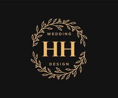 hh initialen brief hochzeitsmonogramm logos sammlung, handgezeichnete moderne minimalistische und florale vorlagen für einladungskarten, save the date, elegante identität für restaurant, boutique, café im vektor