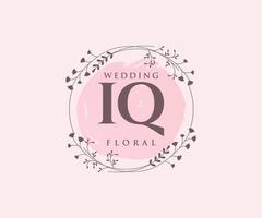 iq initialen brief hochzeit monogramm logos vorlage, handgezeichnete moderne minimalistische und florale vorlagen für einladungskarten, datum speichern, elegante identität. vektor