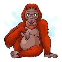 tecknad serie rolig orangutang tecknad serie isolerat på vit bakgrund vektor