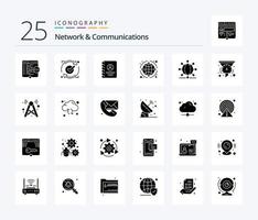 Netzwerk und Kommunikation 25 Solid Glyph Icon Pack einschließlich Business. global. neu laden. Globus. Benutzer vektor