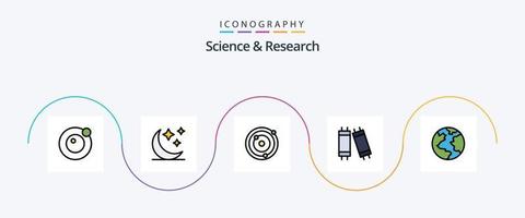 Wissenschaftslinie gefülltes flaches 5-Icon-Paket einschließlich . Planeten. Welt. Erde vektor