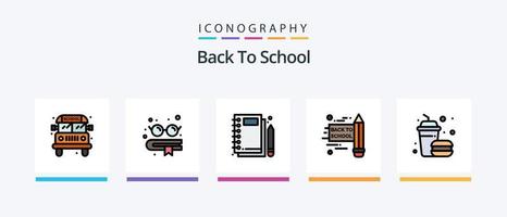 Zurück zur Schullinie gefülltes 5-Icon-Pack inklusive Bleistift. zurück zur Schule. Schüler. Schule. Marker. kreatives Symboldesign vektor