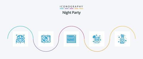 Night Party Blue 5 Icon Pack inklusive Nacht. Getränk. Nacht. Wein. Nacht vektor