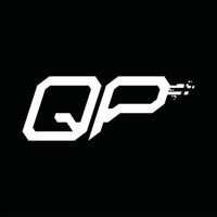 qp-Logo-Monogramm abstrakte Geschwindigkeitstechnologie-Designvorlage vektor