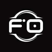 fo-Logo-Monogramm mit kreisrunder Scheibenform-Designvorlage vektor