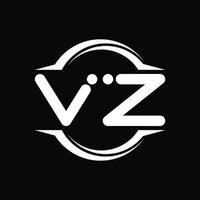 vz logotyp monogram med cirkel avrundad skiva form design mall vektor