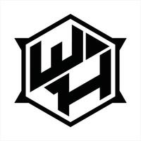 wh-Logo-Monogramm-Design-Vorlage vektor