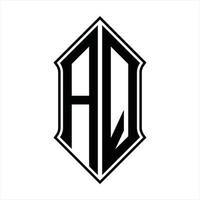 aq-Logo-Monogramm mit Schildform und Umriss-Design-Vorlage Vektorsymbol abstrakt vektor