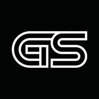gs-logo-monogramm mit negativem raum im linienstil vektor