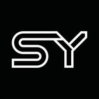 sy-Logo-Monogramm mit negativem Raum im Linienstil vektor