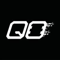 qo logotyp monogram abstrakt hastighet teknologi design mall vektor