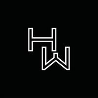 H w logotyp monogram med linje stil design mall vektor