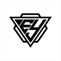 ey logotyp monogram med triangel och sexhörning mall vektor