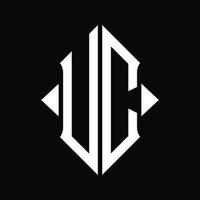 uc logotyp monogram med skydda form isolerat design mall vektor