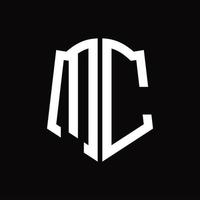 mc logotyp monogram med skydda form band design mall vektor