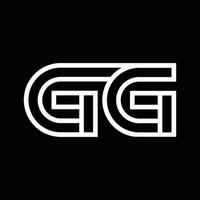 gg-logo-monogramm mit negativem raum im linienstil vektor