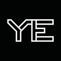 YE-Logo-Monogramm mit negativem Raum im Linienstil vektor
