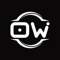 ow-Logo-Monogramm mit kreisrunder Scheibenform-Designvorlage vektor