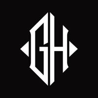 gh-Logo-Monogramm mit isolierter Designvorlage in Schildform vektor