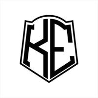 ke-Logo-Monogramm mit Schildform-Entwurfsvorlage vektor