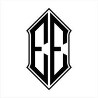 EE-Logo-Monogramm mit Schildform und Umriss-Design-Vorlage Vektorsymbol abstrakt vektor