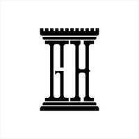 gh-logo-monogramm mit säulenform-designvorlage vektor