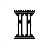 mm-Logo-Monogramm mit Designvorlage in Säulenform vektor