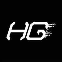 Designvorlage für hg-Logo-Monogramm mit abstrakter Geschwindigkeitstechnologie vektor