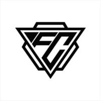 FC-Logo-Monogramm mit Dreieck und Sechseck-Vorlage vektor