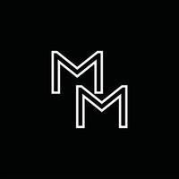 mm-Logo-Monogramm mit Linienstil-Designvorlage vektor