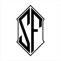 zf logotyp monogram med sköldform och översikt design mall vektor ikon abstrakt