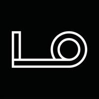 Lo-Logo-Monogramm mit negativem Raum im Linienstil vektor