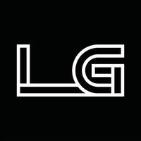 lg-logo-monogramm mit negativem raum im linienstil vektor