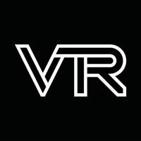 vr logotyp monogram med linje stil negativ Plats vektor