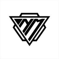 nm logotyp monogram med triangel och sexhörning mall vektor