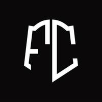 FC-Logo-Monogramm mit Band-Design-Vorlage in Schildform vektor