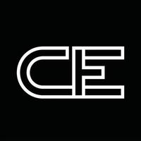 ce-logo-monogramm mit negativem raum im linienstil vektor