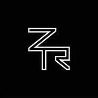 zr-Logo-Monogramm mit Linienstil-Designvorlage vektor