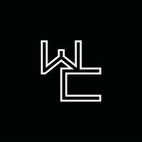 WC-Logo-Monogramm mit Linienstil-Designvorlage vektor