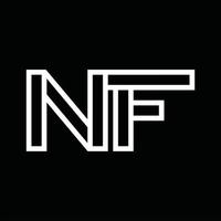 nf-Logo-Monogramm mit negativem Raum im Linienstil vektor