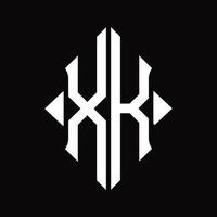 xk-Logo-Monogramm mit isolierter Designvorlage in Schildform vektor