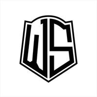 ws-Logo-Monogramm mit Schildform-Entwurfsvorlage vektor