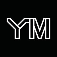 ym-Logo-Monogramm mit negativem Raum im Linienstil vektor